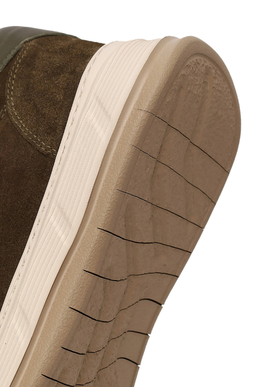 Male Khaki Lace-Up Thick-Soled Suede Leather Sneaker