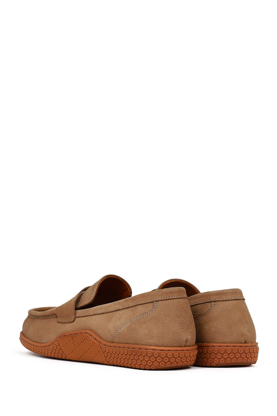 Men's Beige Chunky Sole Nubuck Leather Loafer