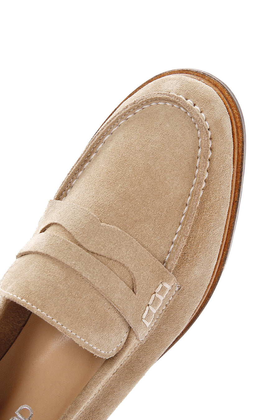 Women's Beige Suede Leather Masculine Loafer