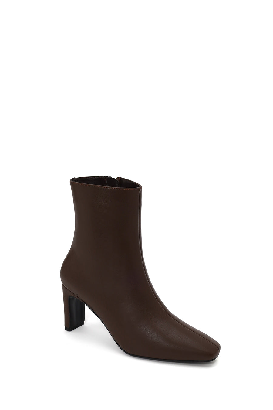 Woman Brown Zip Closure Heeled Boots