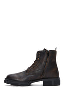 Men's Brown Leather Zippered Boots | Derimod