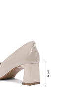 Women's Beige Low Heel Patent Leather Stiletto | Derimod