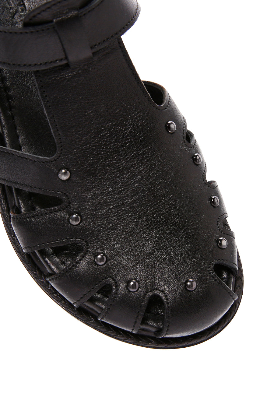 Women's Black Ankle Strap Leather Sandals