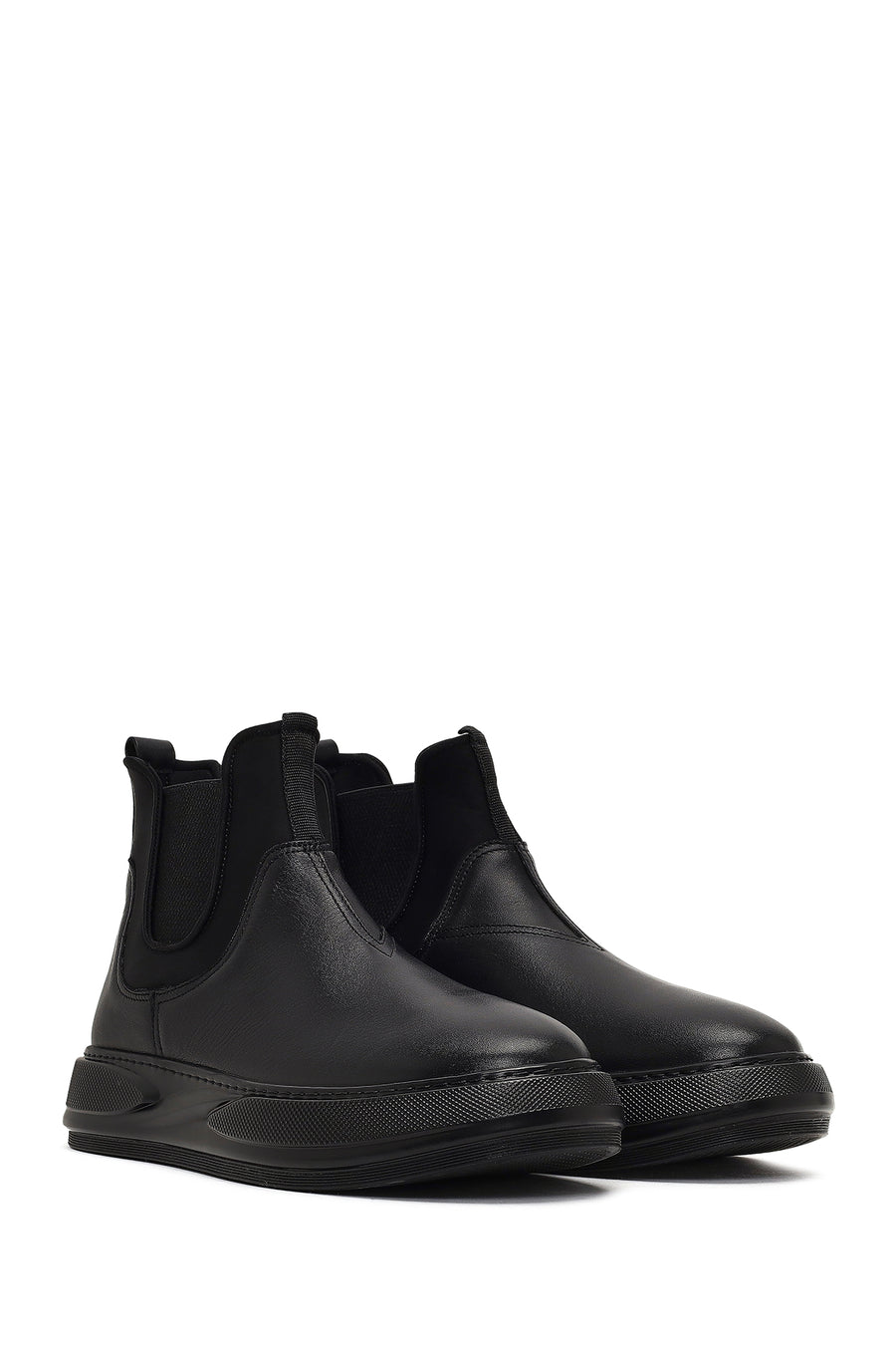 Men's Black Leather Sports Boots