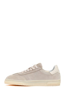 Woman Beige Lace-Up Suede Leather Sneakers | Derimod