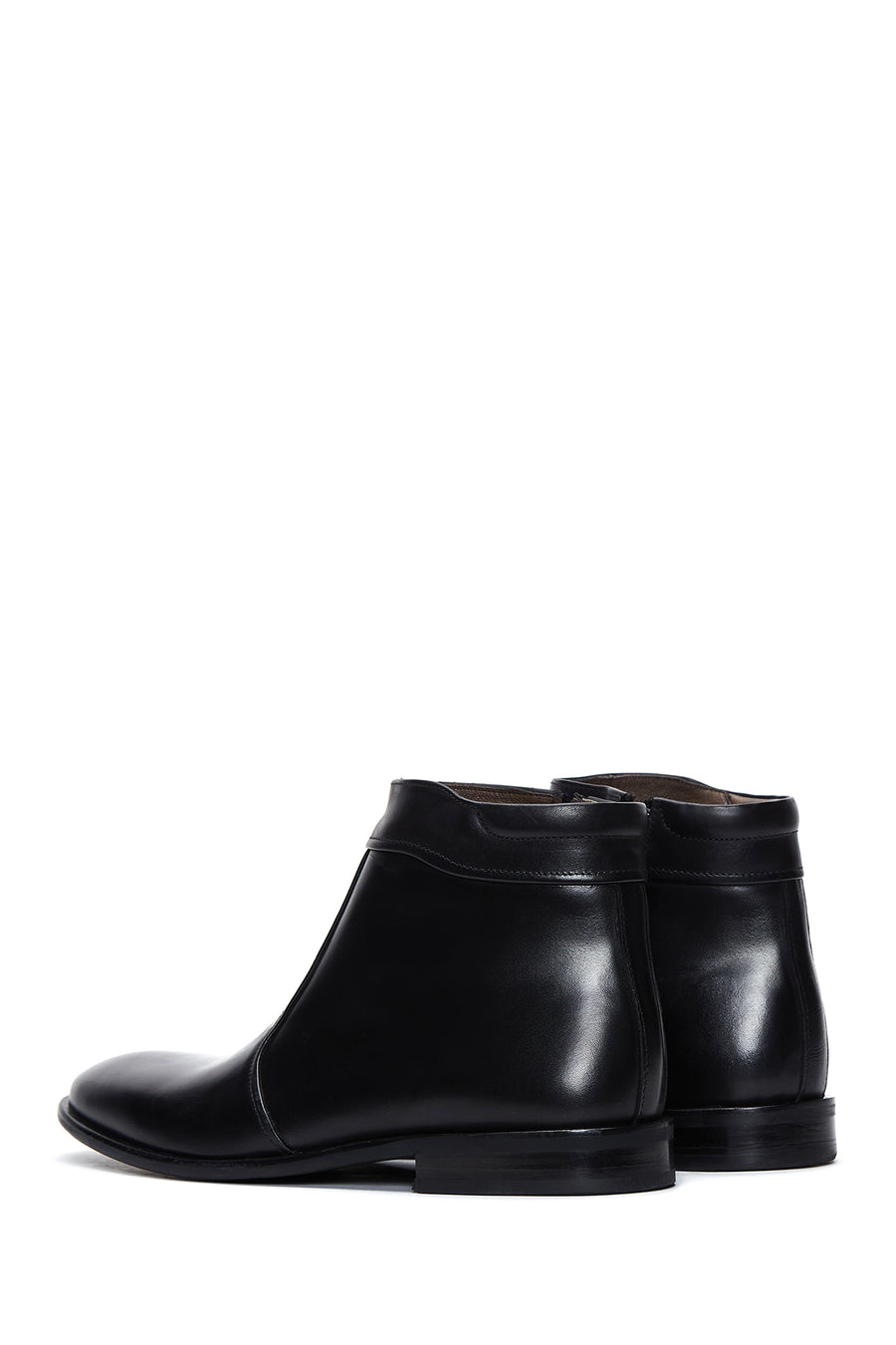 Men's Black Zippered Leather Classic Boat