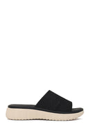 Woman Black Chunky-Soled Patterned Comfort Slippers | Derimod