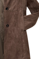 Tara Women's Taupe Suede Leather Coat | Derimod