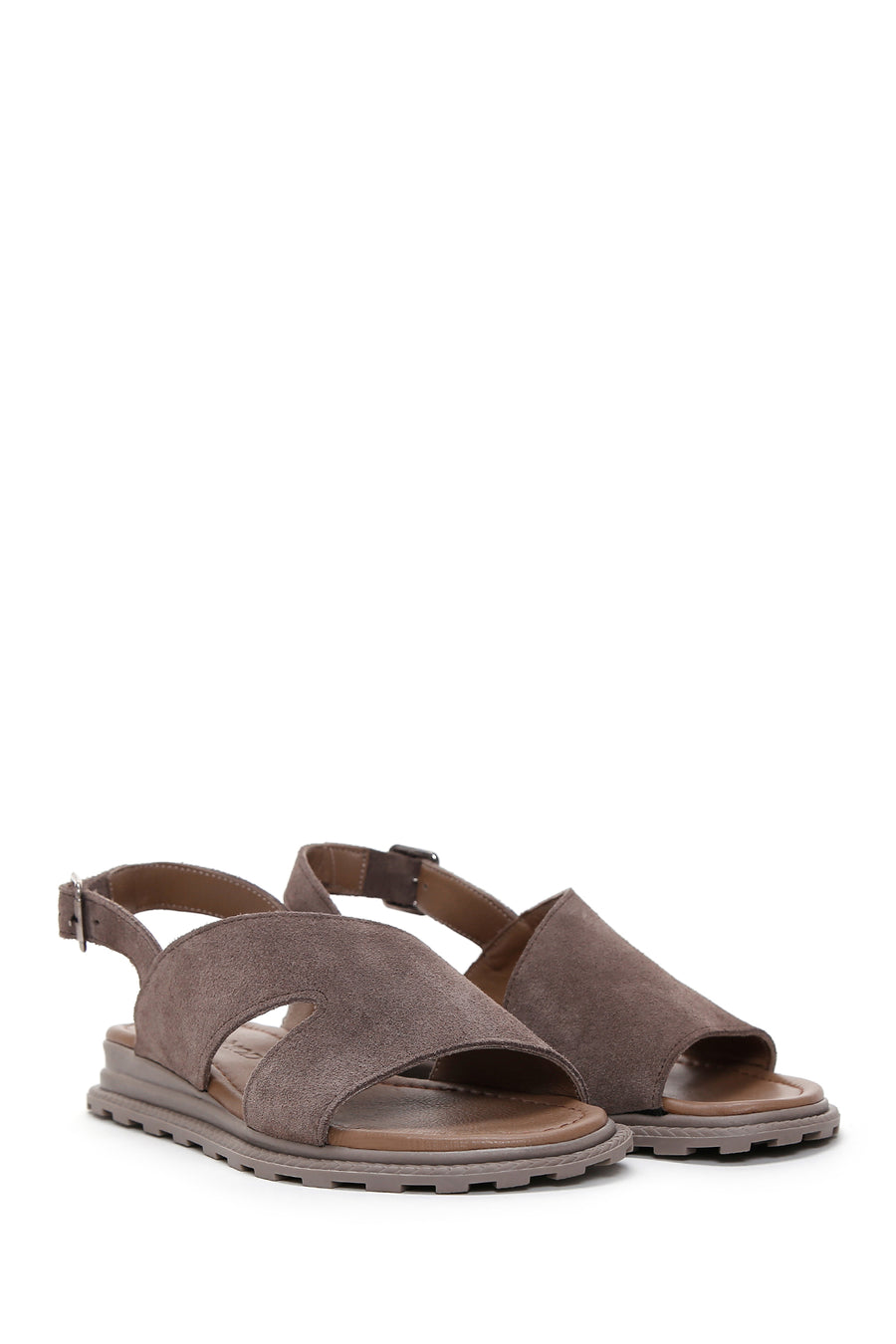 Women's Mink Ankle Strap Suede Leather Sandals