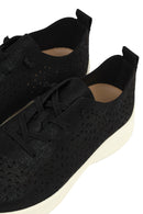 Women's Black Lace-Up Chunky Sole Patterned Fabric Comfort Sneaker | Derimod