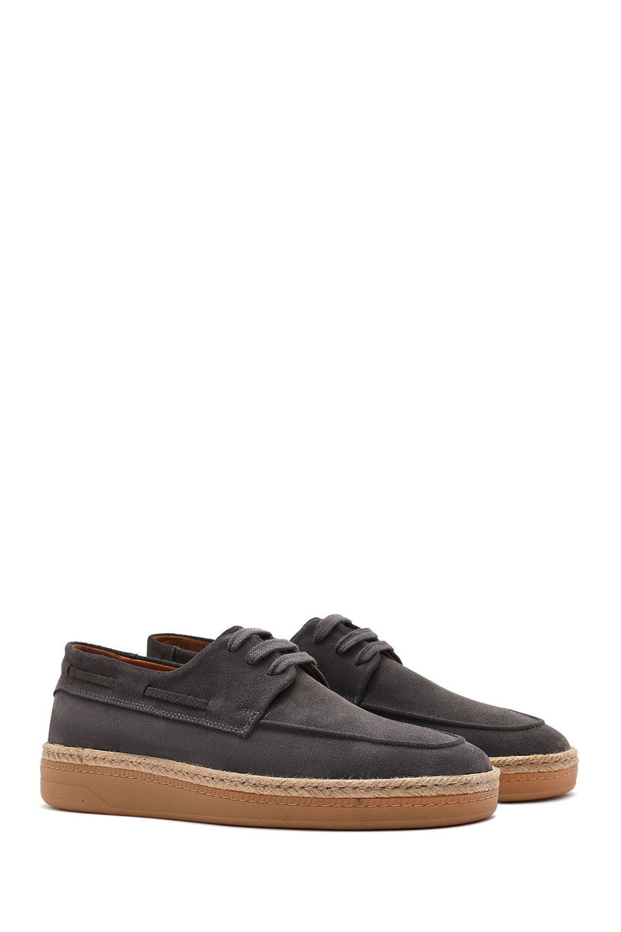 Men's Gray Lace-up Suede Leather Casual Shoes