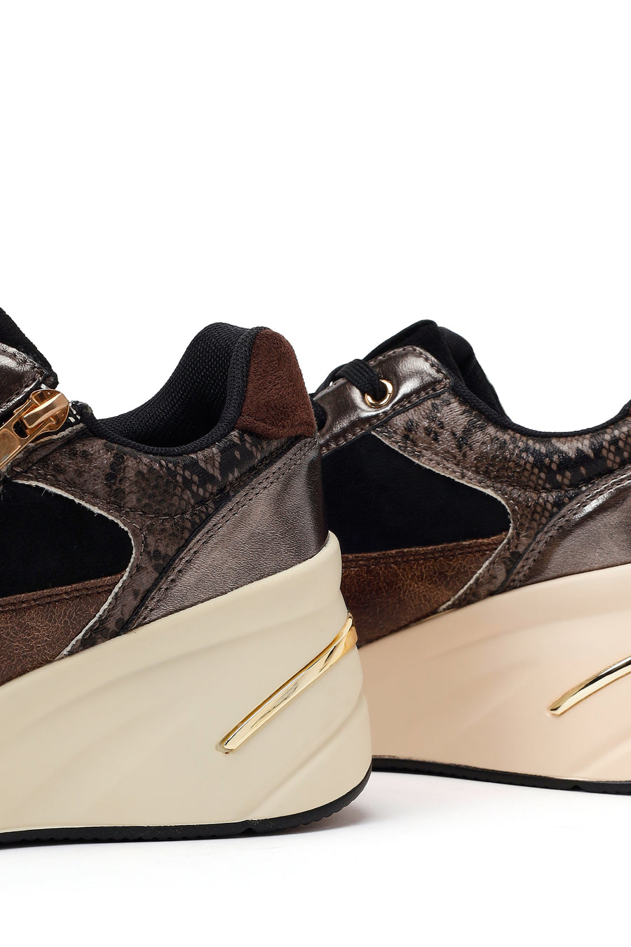 Kadın Siyah Bağcıklı Dolgu Topuklu Sneaker