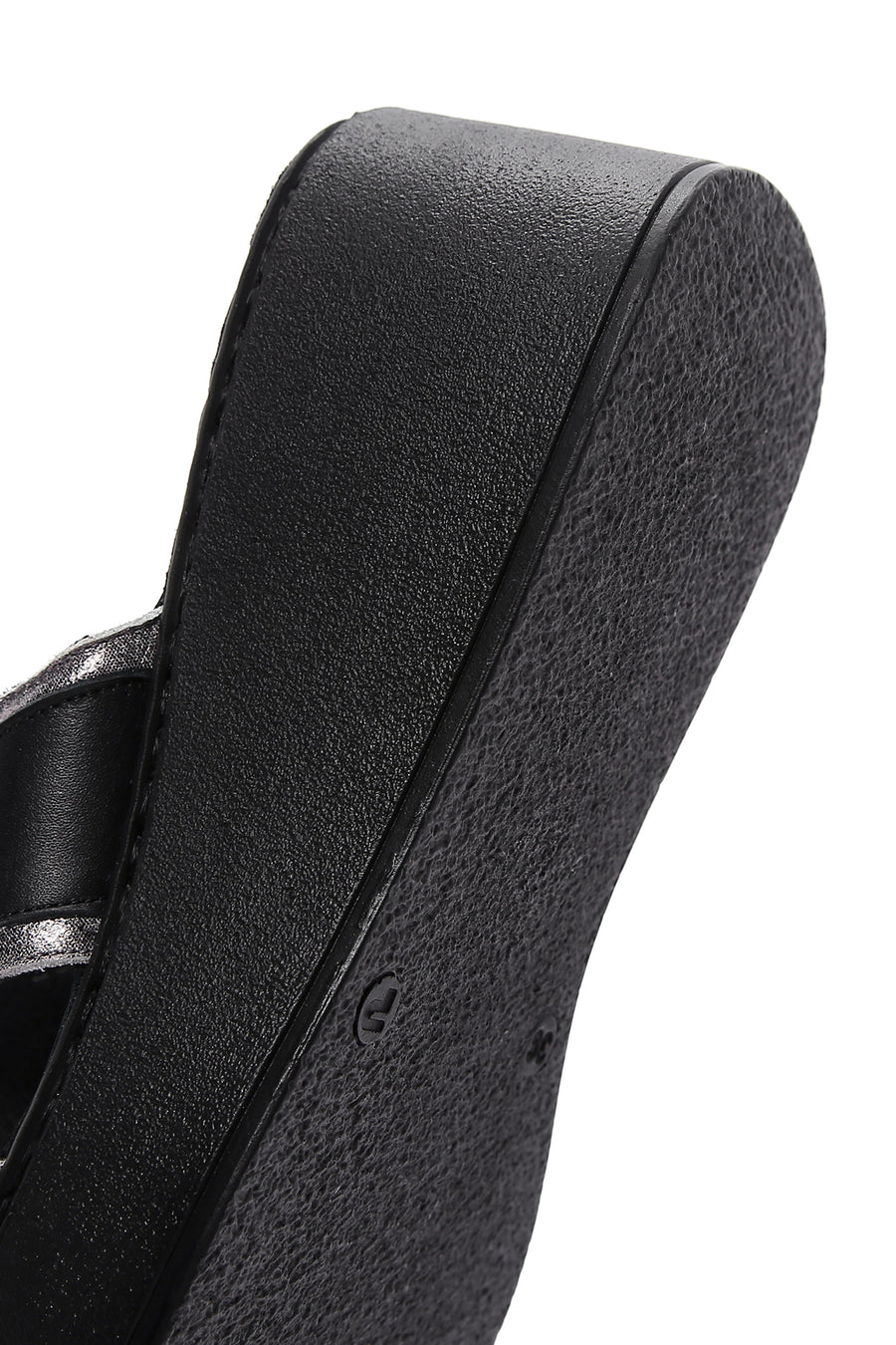 Women's Black Leather Wedge Heel Comfort Slippers
