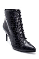 Women's Crocodile Patterned Thin Heeled Boots | Derimod