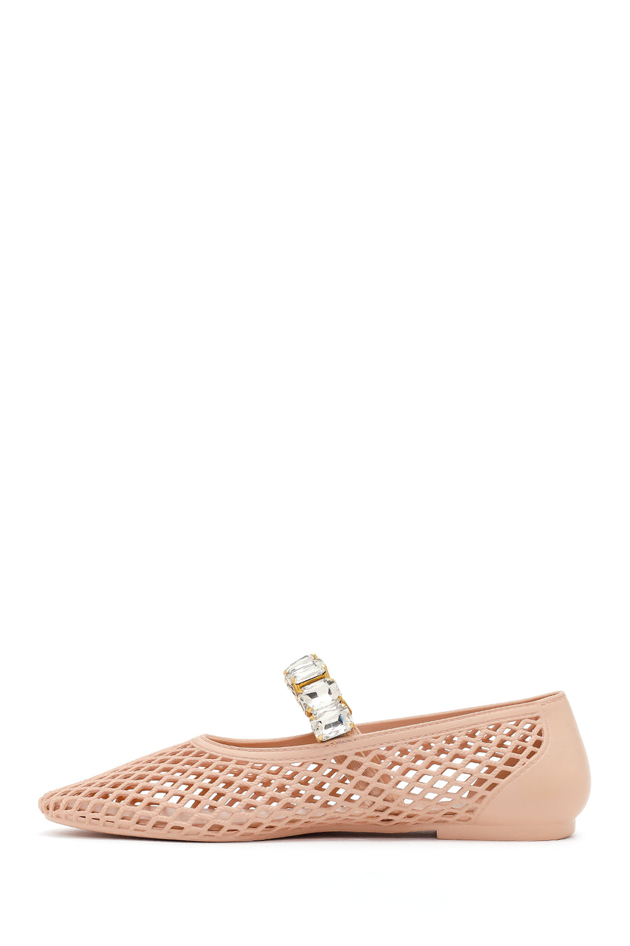 Women's Beige Jelly Ballet Flats with Rhinestones
