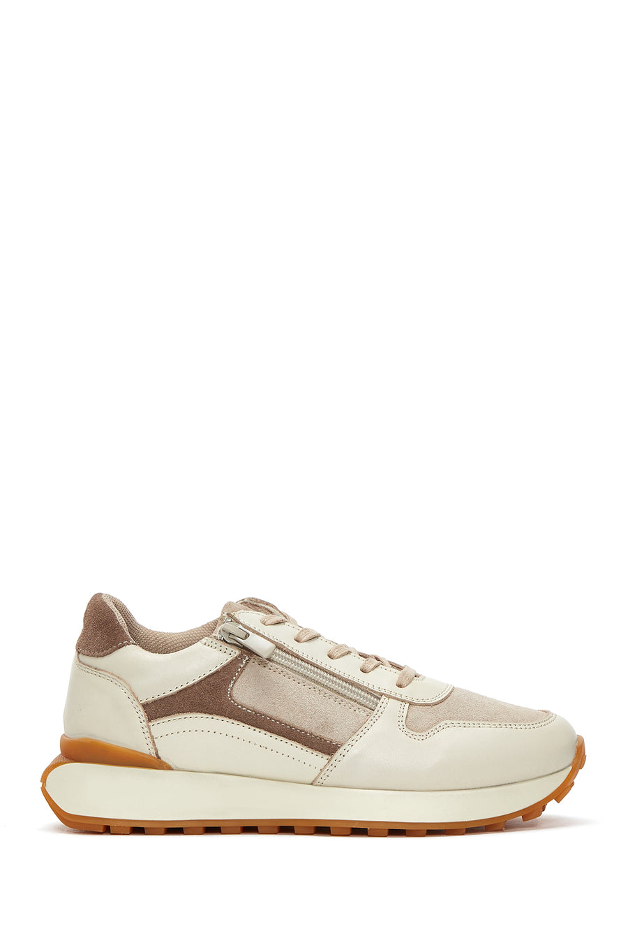 Kadın Bej Süet Detaylı Deri Sneaker 22WFD500214 | Derimod