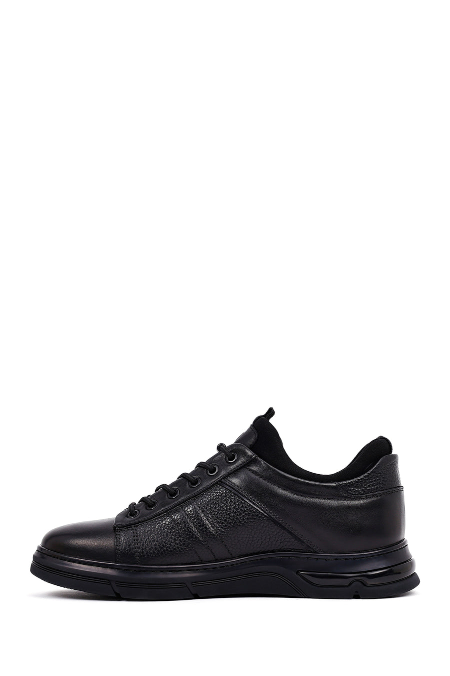 Male Black Lace-up Leather Casual Sneaker