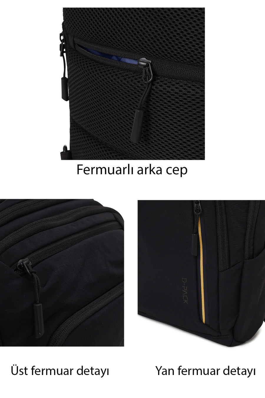 Unisex Siyah Kumaş Sırt Çantası