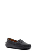 Woman Black Leather Loafers | Derimod