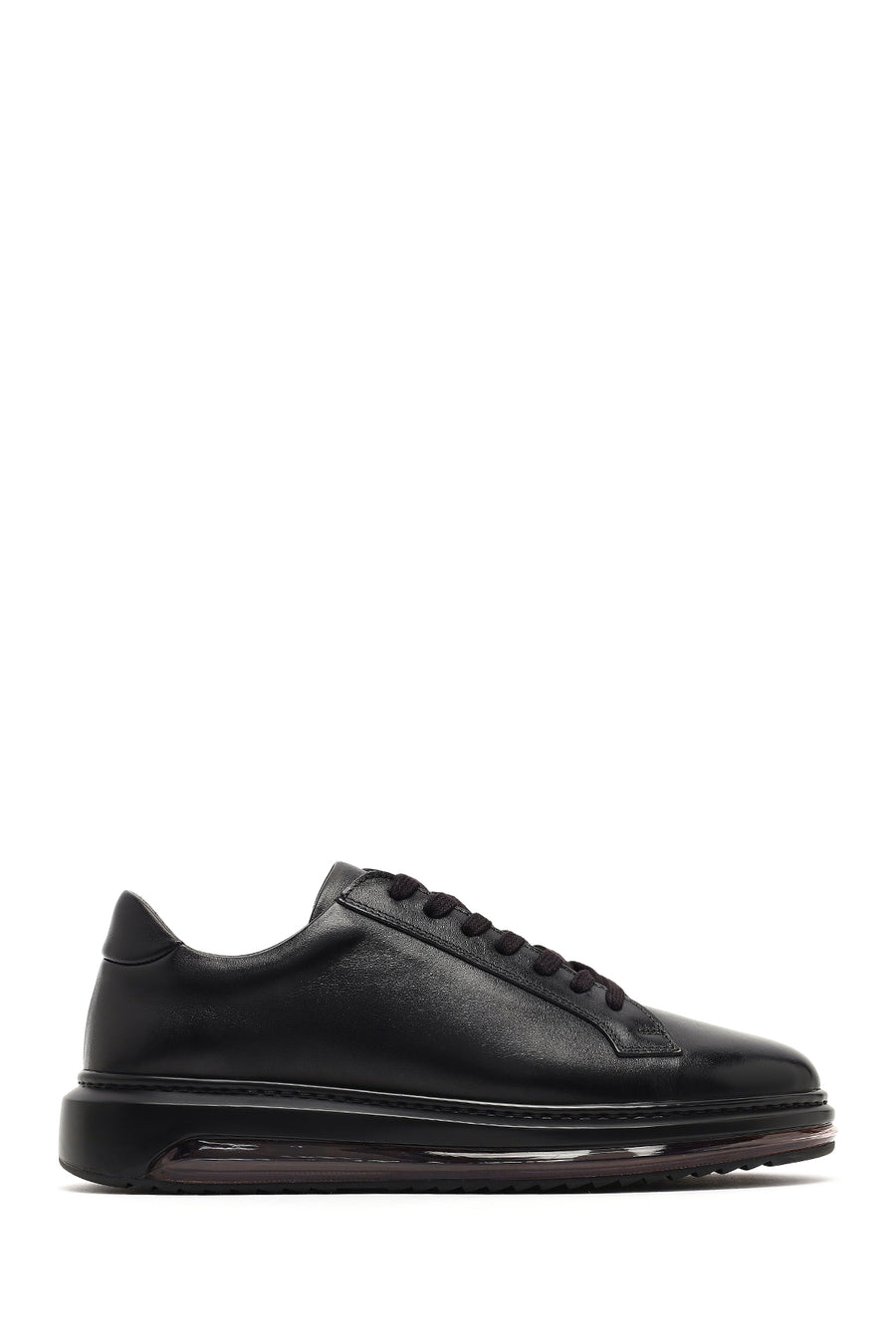 Erkek Siyah Bağcıklı Deri Sneaker WM660002DV | Derimod