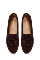 Woman Brown Tasselled Suede Loafer | Derimod
