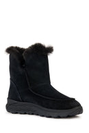 Geox Women's Black Spherica Suede Leather Boots | Derimod