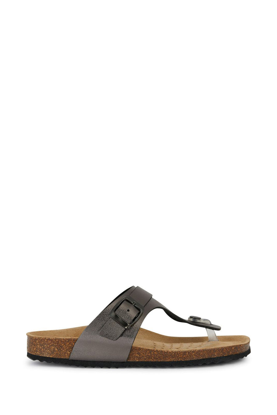Geox Women's Gray Brionia Leather Flip Flops D35LSK000BNC1357 | Derimod