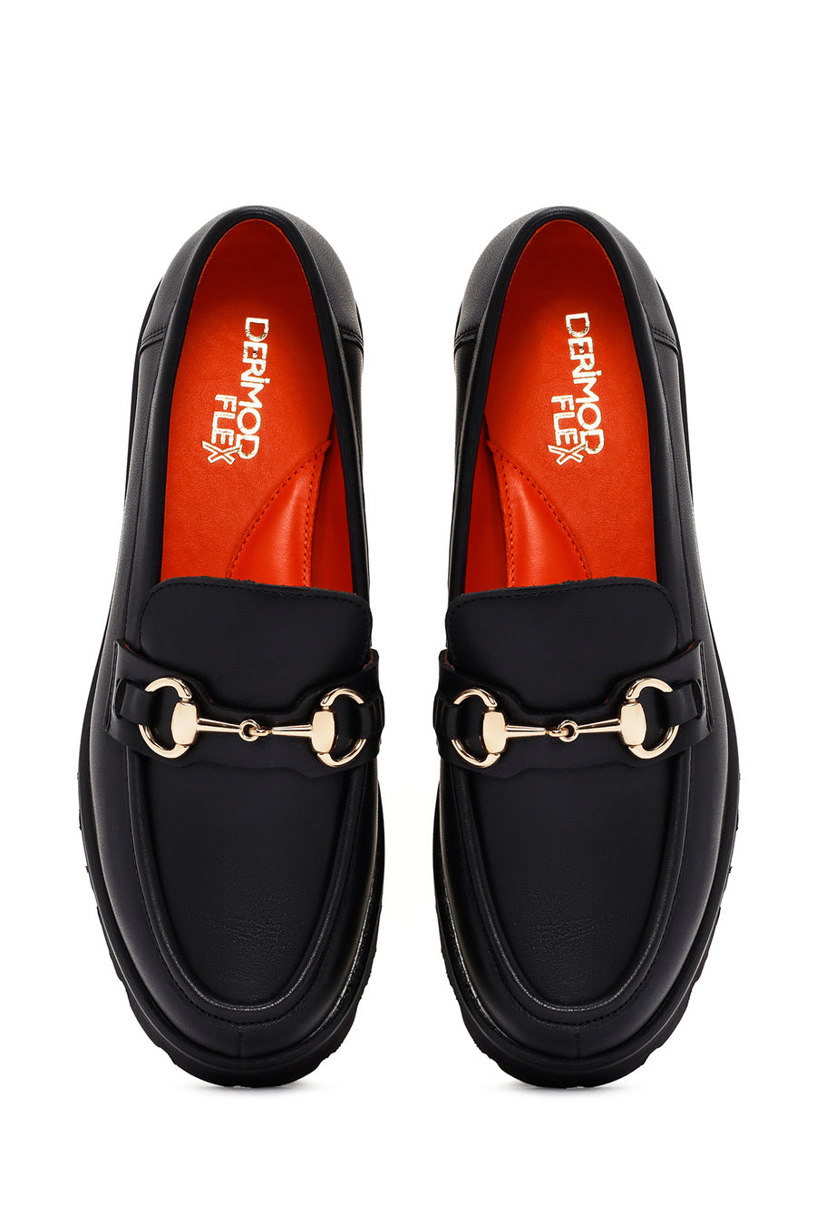 Derimod Flex Women's Black Leather Masculine Loafer