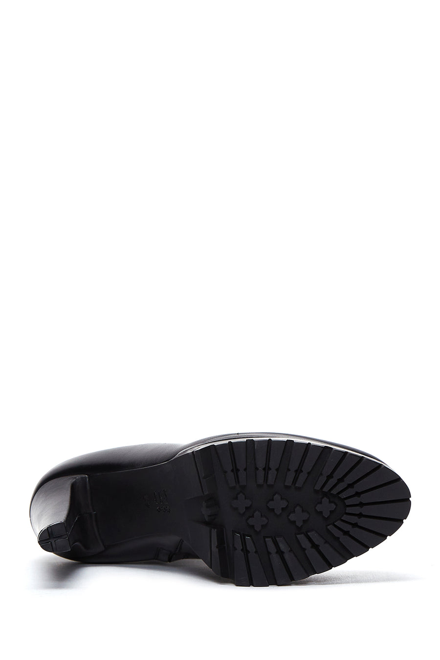 Women's Black Zippered High Heel Leather Boots