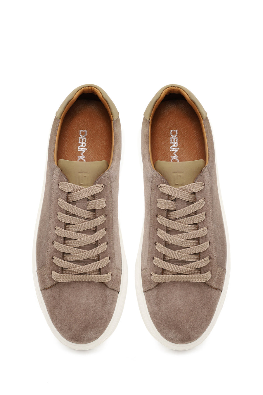 Erkek Bej Bağcıklı Süet Deri Sneaker