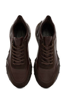 Men's Brown Lace-Up Thick-Soled Leather Casual Sneaker | Derimod