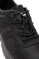 Erkek Siyah Bağcıklı Deri Sneaker | Derimod