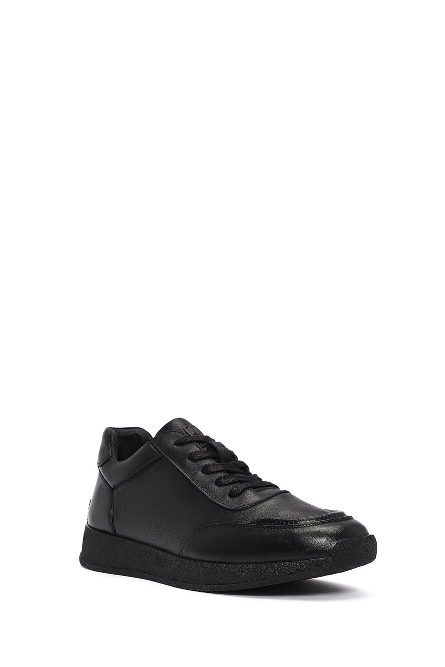 Erkek Siyah Bağcıklı Deri Sneaker