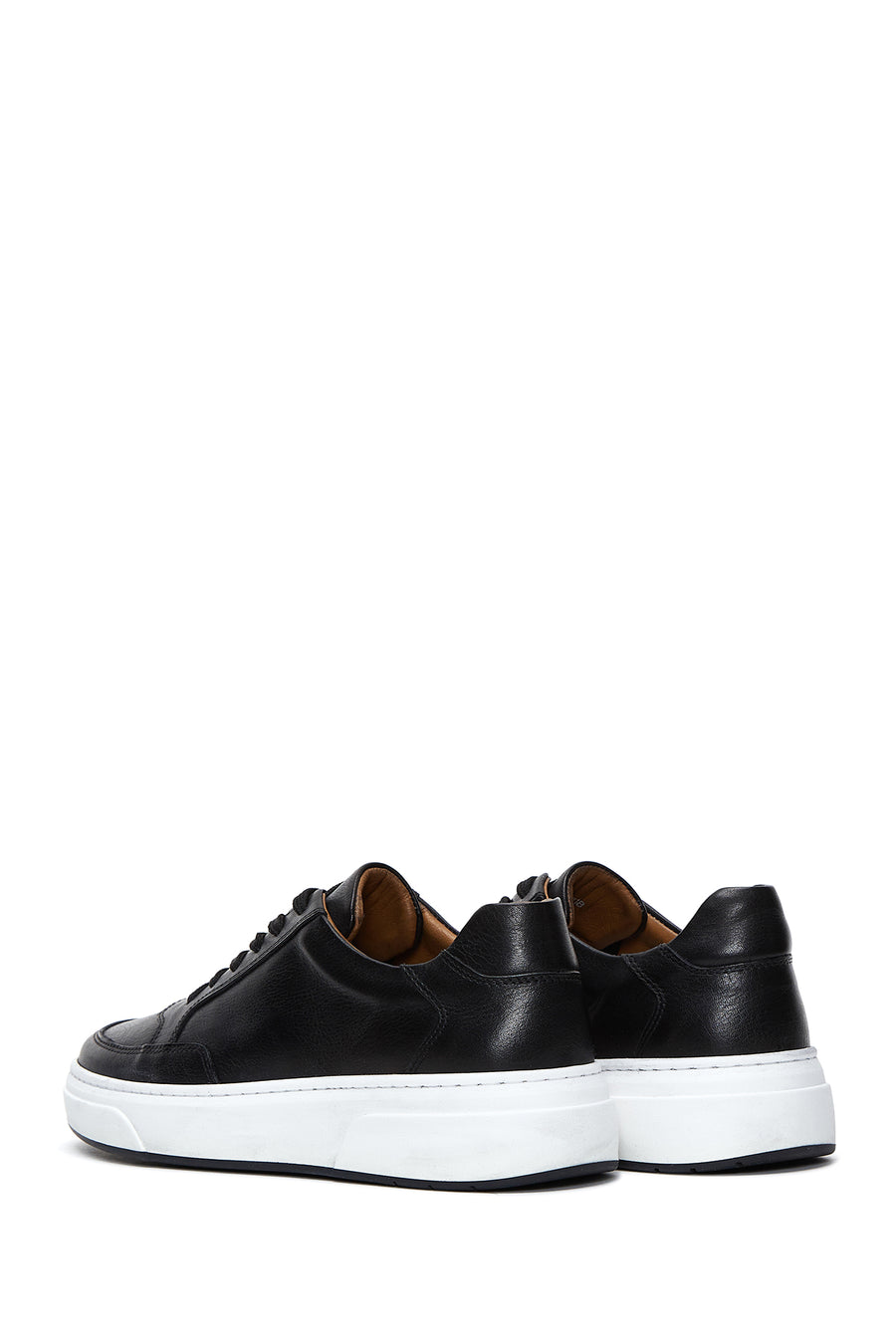 Men's Black Lace-up Leather Sneaker