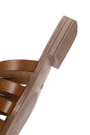 Women's Tan Flip Flops Leather Slippers | Derimod
