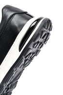 Men's Black Lace-up Thick-Sole Leather Sneaker | Derimod