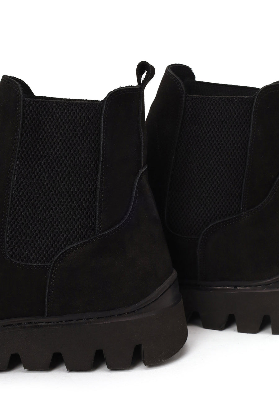 Male Black Thick-Soled Nubuck Leather Chelsea Boots