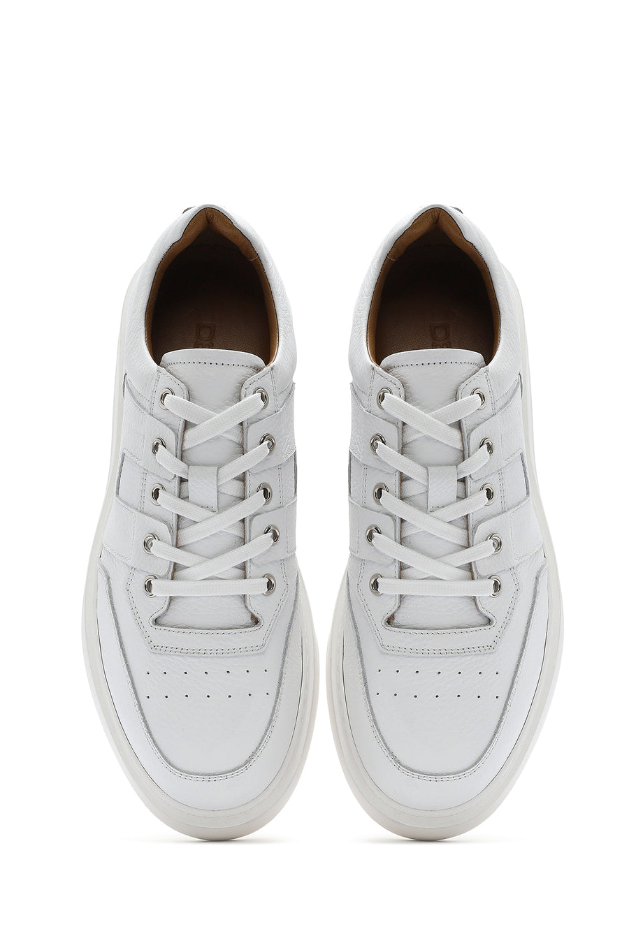 Erkek Beyaz Bağcıklı Deri Sneaker