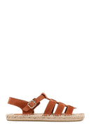 Women's Brown Buckled Suede Leather Espadrille Sandals | Derimod