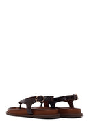 Woman Brown Leather Flip-Flop Sandal | Derimod