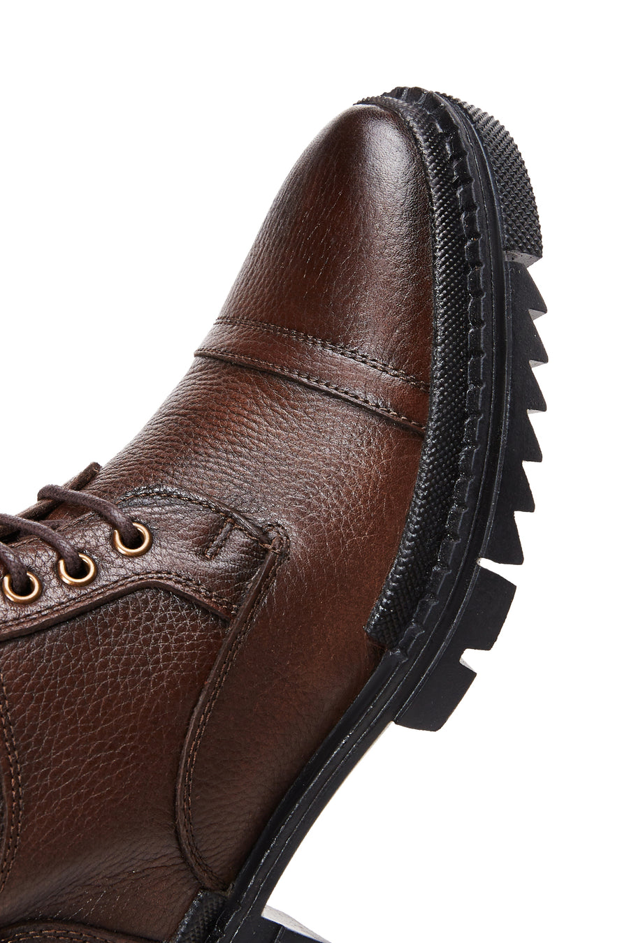 Men's Brown Lace-Up Leather Casual Combat Boots