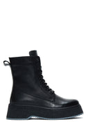 Women's Black Leather Zippered Thick Soled Leather Boots | Derimod