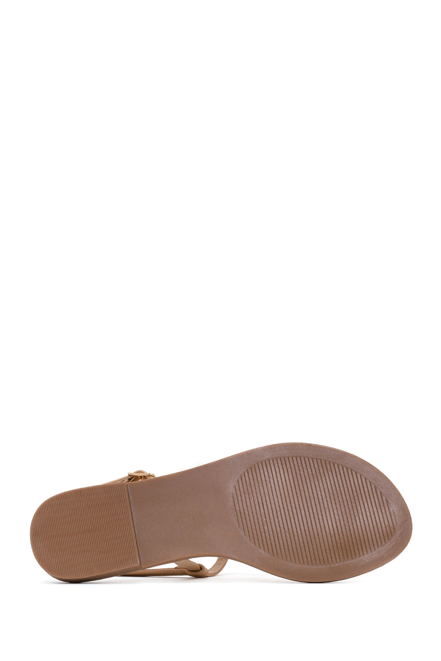 Woman Beige Ankle-Buckle Embellished Toe-Post Sandal