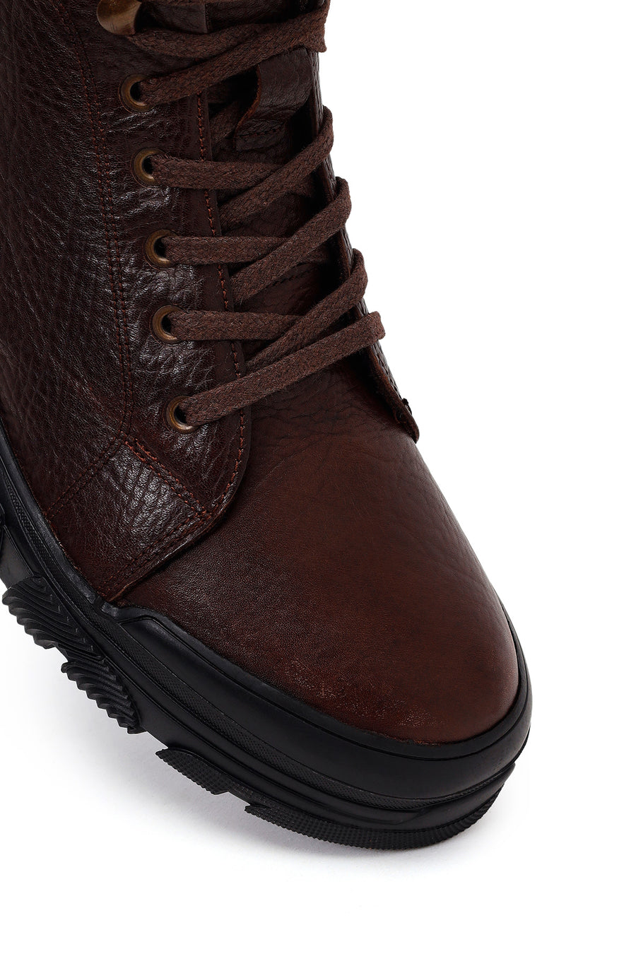 Male Brown Zip Closure Leather Boots