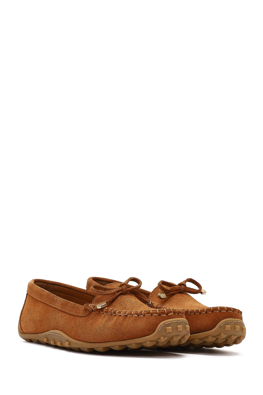 Women's Tan Tasselled Suede Leather Loafer