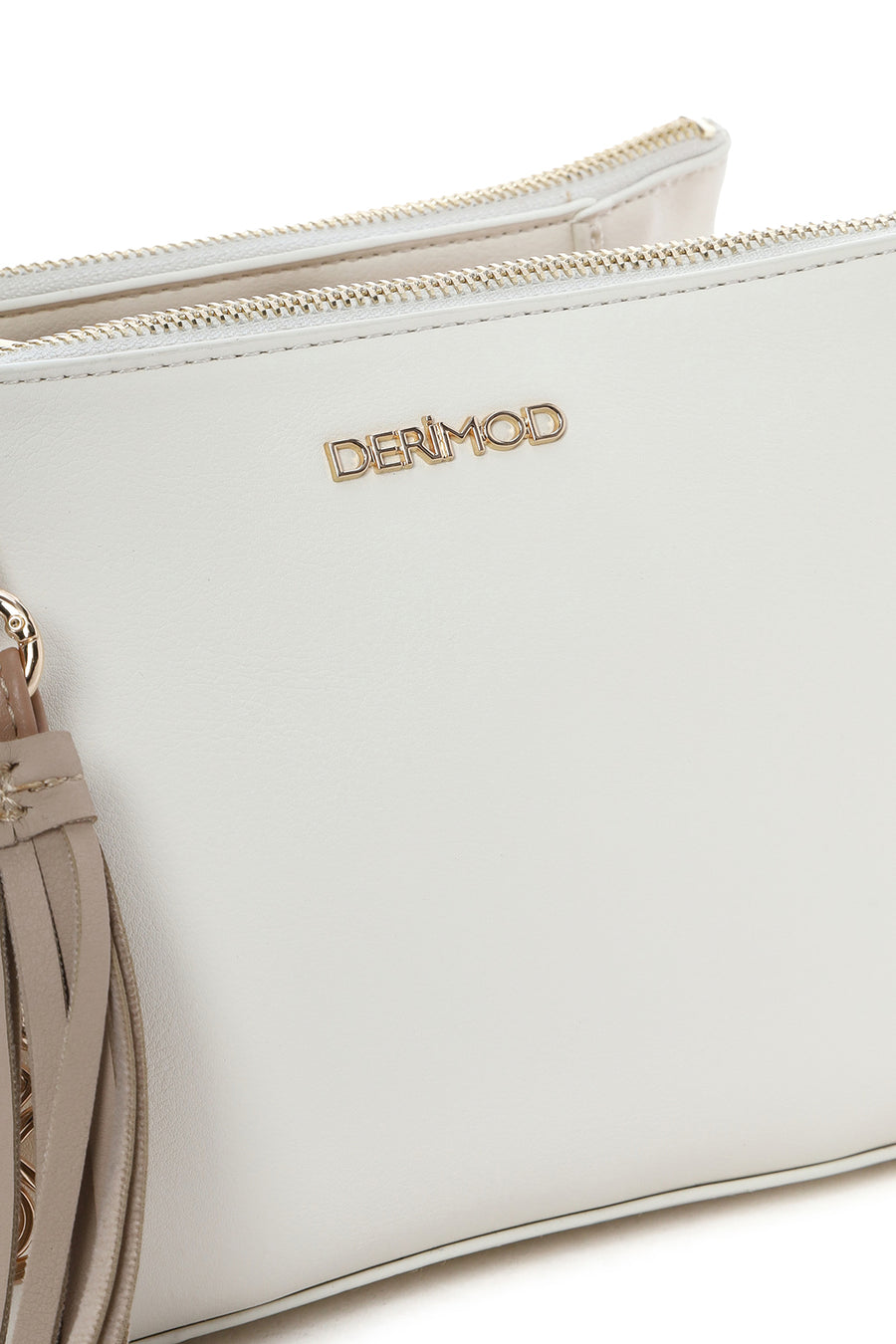 Women's Cream Long Strap Accessory Detailed Crossbody Bag