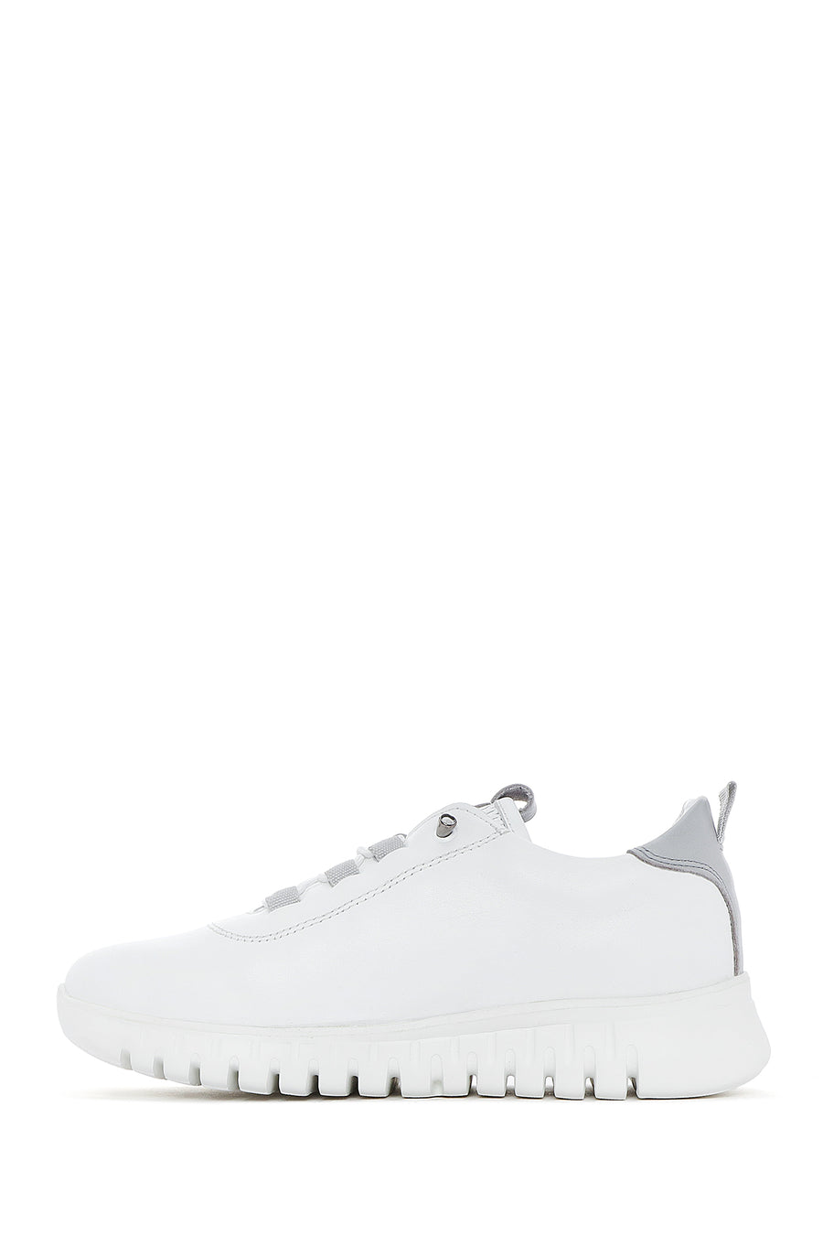 Kadın Beyaz Bağcıklı Deri Sneaker