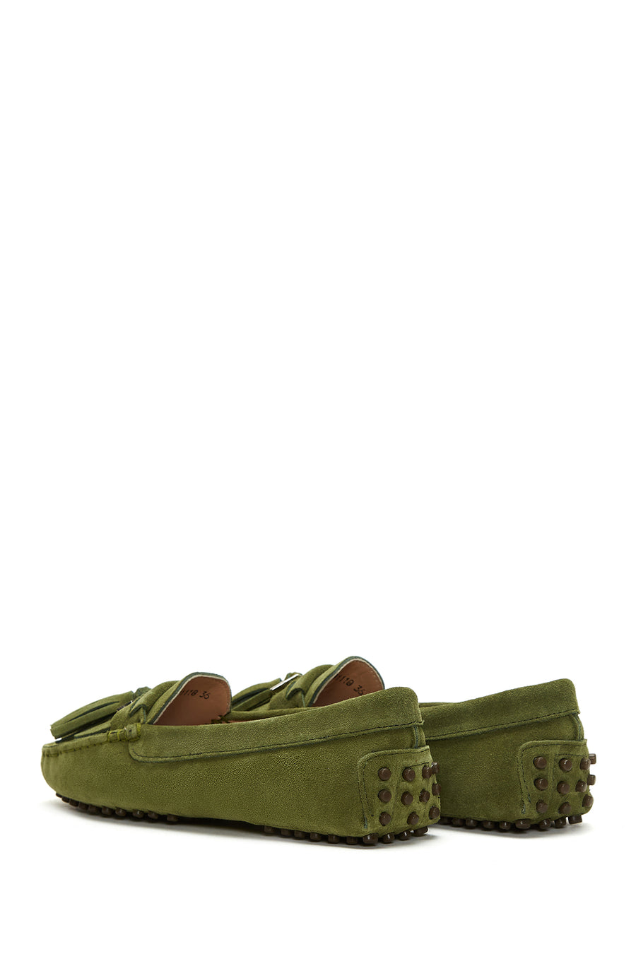 Women's Green Tassel Detailed Suede Leather Loafer
