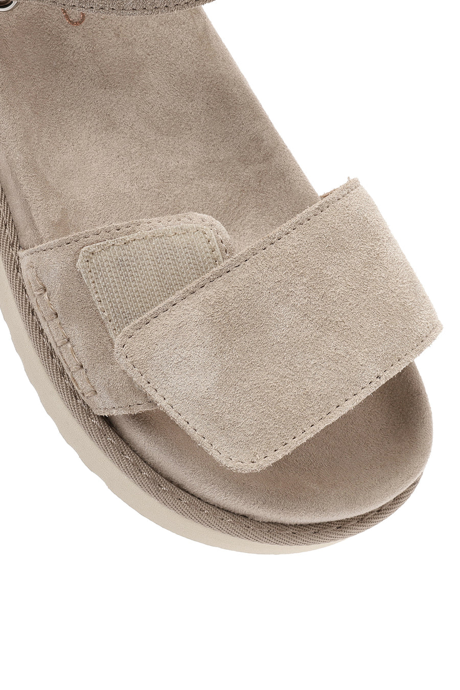 Women's Cream Strappy Thick Soled Suede Leather Sandals