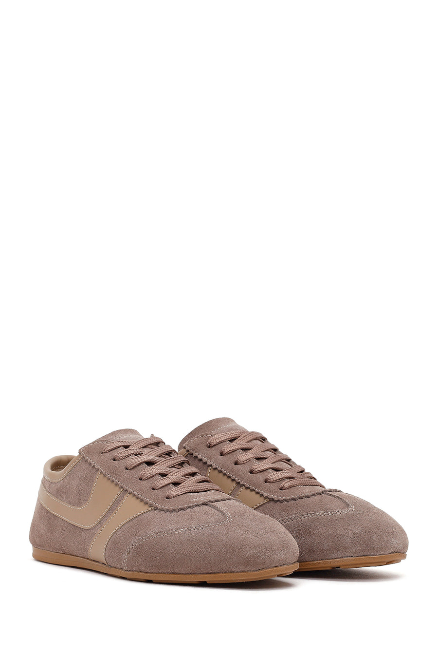 Women's Mink Lace-Up Suede Leather Sneakers